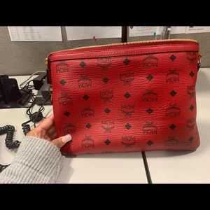 Red MCM Wristlet Pouch only AUTHENTIC
